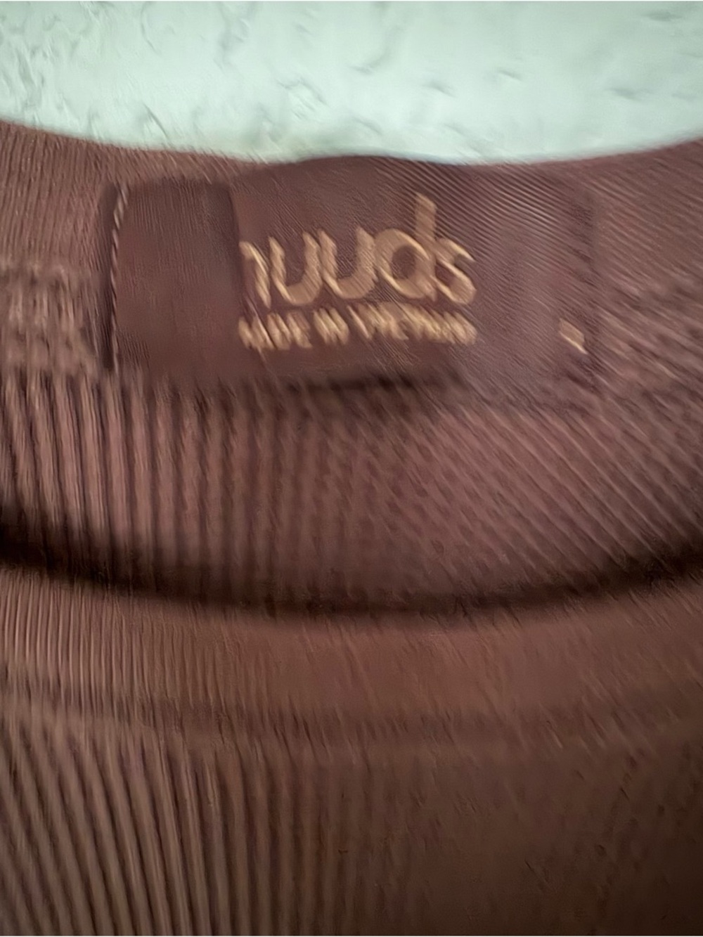 NUUDS Chocolate Ribbed Long Sleeve Large Crewneck Bodysuit - Picture 3 of 7